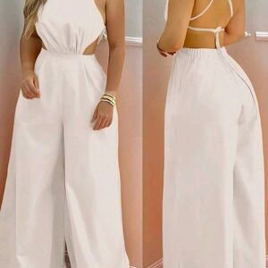 Elegant White Halter Jumpsuit